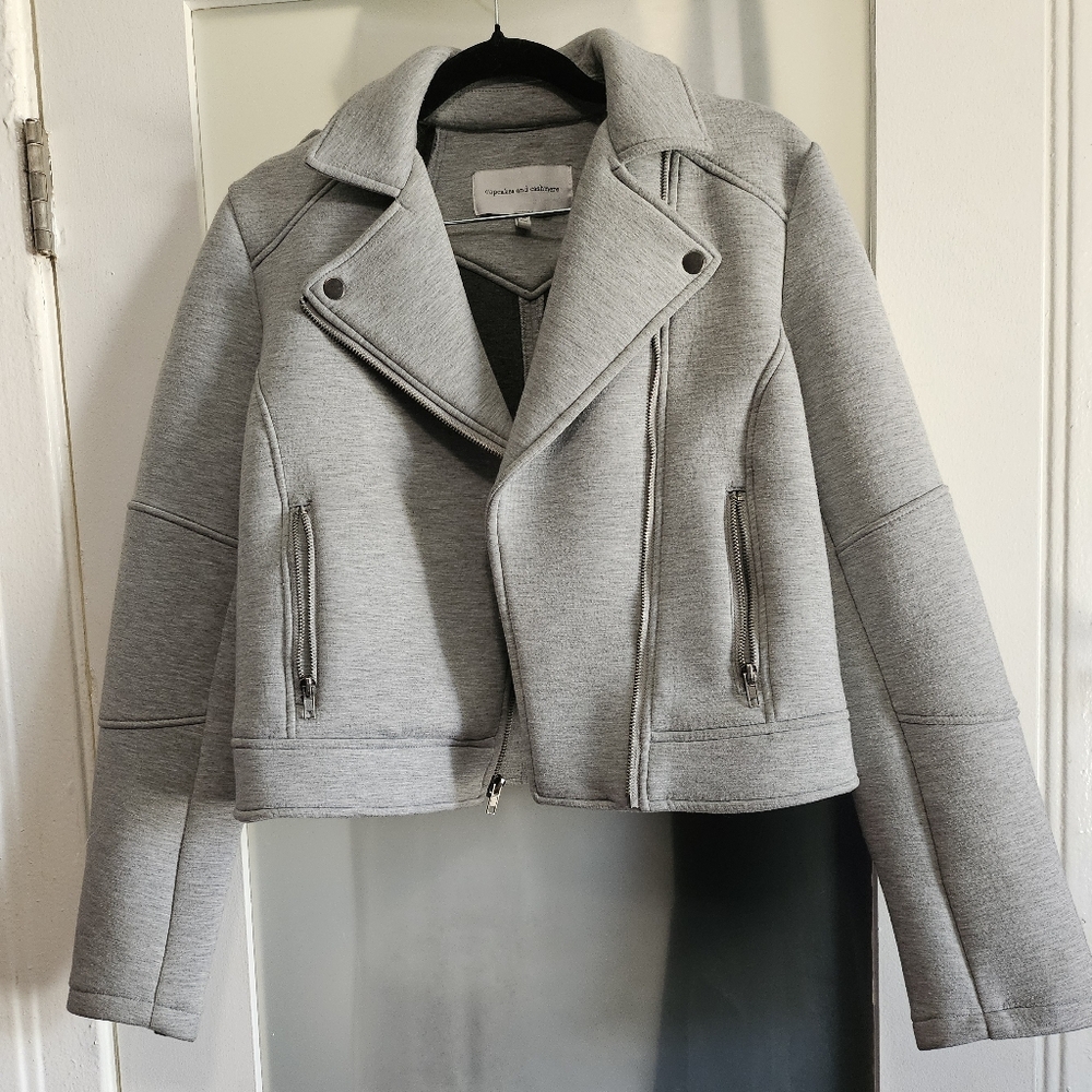 Cupcakes & Cashmere Light Gray Moto Jacket